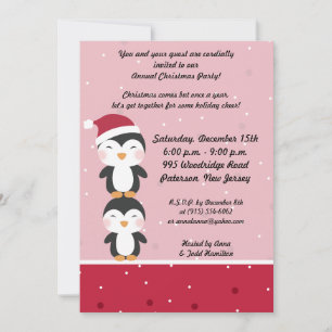 12x18 Christmas Hat Penguin Einladung