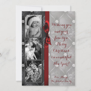 12x18 Christmas XMAS Diamond Pintuck FOTO Card Feiertagskarte