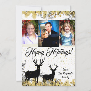 12x18 Christmas XMAS Gold Deer Buck Dock FOTO Card Feiertagskarte