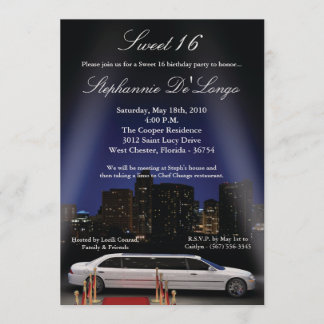 12x18 City Lights Limo Sweet 16 Geburtstag Einladu Einladung