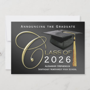 12x18 Class of 2025 Black Abschluss Ankündigung