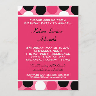12x18 Colorful Pink Polka Dot Birthday Einladung