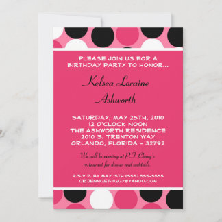 12x18 Colorful Pink Polka Dot Geburtstag Einladung
