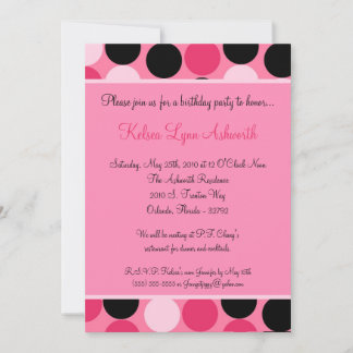 12x18 Colorful Pink Polka Dot Geburtstag Einladung