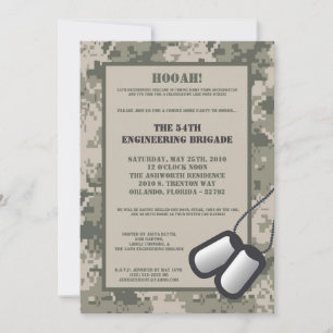 12x18 Coming Zuhause Invitation ARMY Camouflage AC Einladung