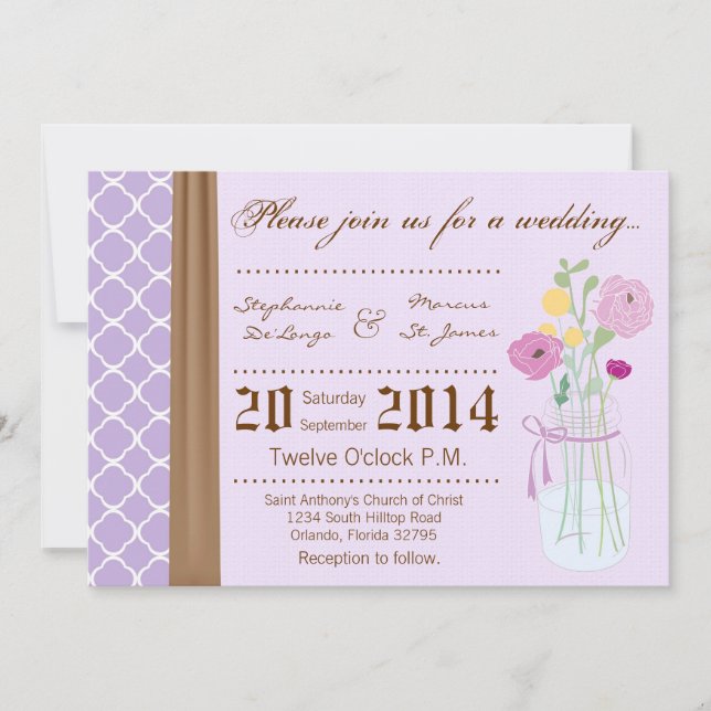 12x18 Country Mason Jar Blume Hochzeit Einladung (Vorderseite)