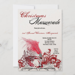 12x18 Crimson Red Masquerade Weihnachts-Einladung Einladung