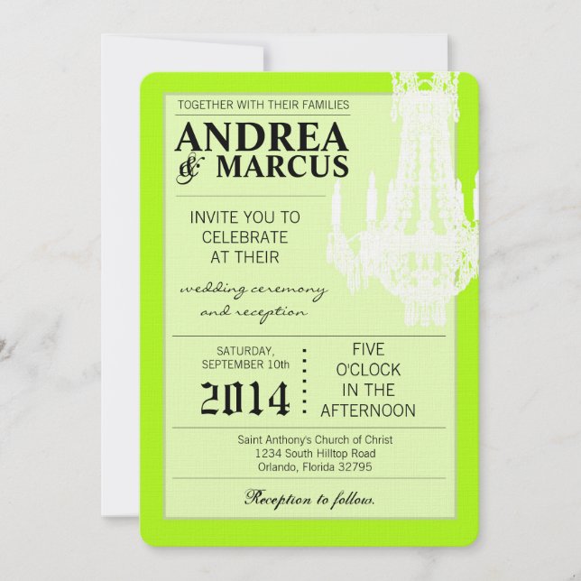 12x18 Crystal Chandelier Glitz Wedding Einladung (Vorderseite)