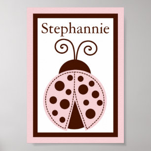 12x18 Custom Pink Mod Lady Bug Baby Beet Name Art Poster
