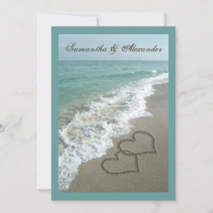 12x18 Custom Sand Hearts Beach Hochzeit in Urlaubs Einladung