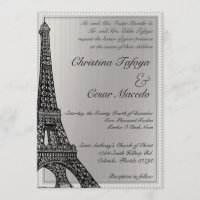 12x18, das Einladungs-schwarzen Eiffel-Turm