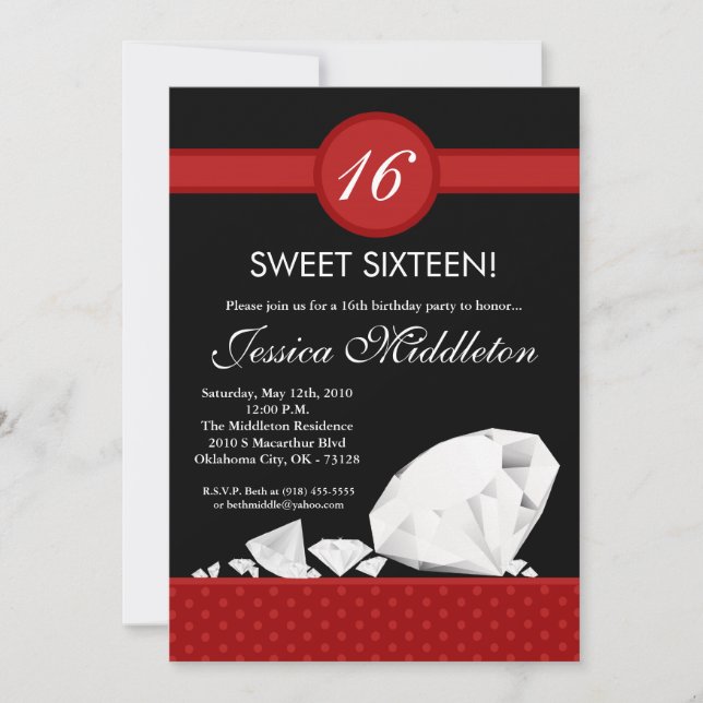 12x18 Diamant-Juwel-Bonbon 16 Einladung (Vorderseite)