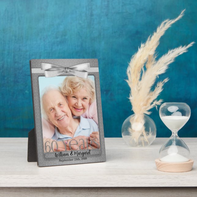 12x18 Diamond 60. Hochzeitstag Foto Fotoplatte (Seite)