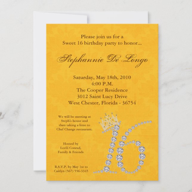 12x18 Diamond Topaz Sweet 16 Birthday Einladung (Vorderseite)