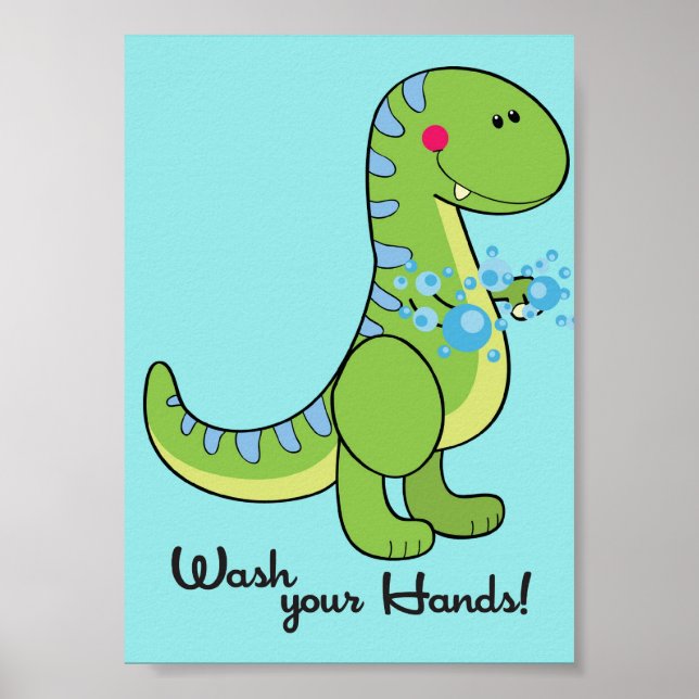 12x18 Dinosaurier verwöhnt Sie mit einem Bad an de Poster (Vorne)