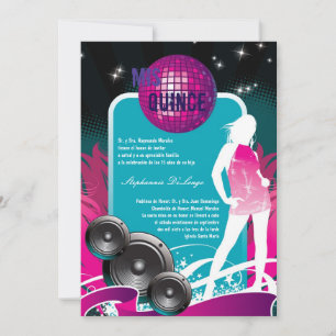 12x18 DJ Dance Party Girl Quinceanera Einladung