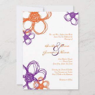 12x18 Einladung zu Lila und orangefarbenen Blume