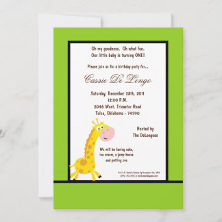 12x18 Electric Green Giraffe Geburtstagsparty Einl Einladung