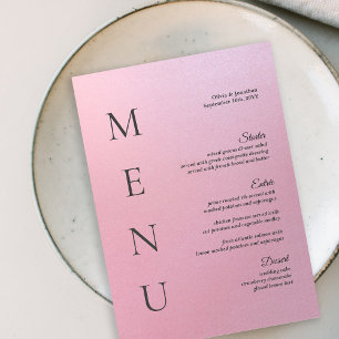 12x18" Elegant Ombre Pink Wedding Table Menu Card Einladung