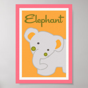 12x18 "Elephant" Jungle Safari Kinderbett Wand an  Poster