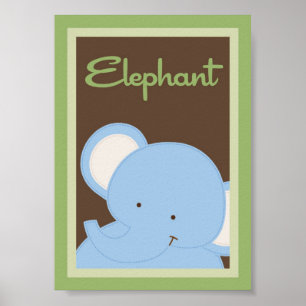 12x18 "Elephant" Jungle Safari Kinderbett Wand an Poster