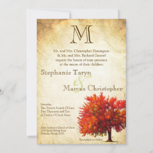 12x18 Fall Tree Aged Paper Anti Hochzeit Einladung