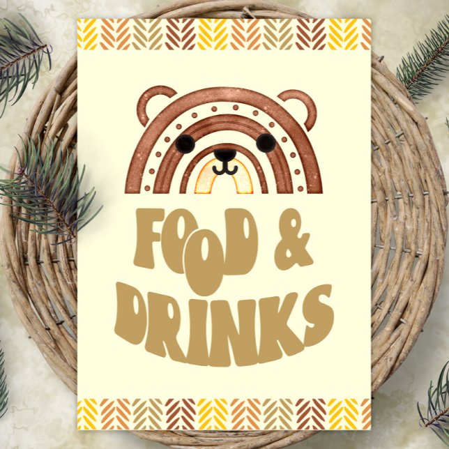 12x18 Food & Drinks Boho Woodland Bären Geburtstag Poster (Von Creator hochgeladen)