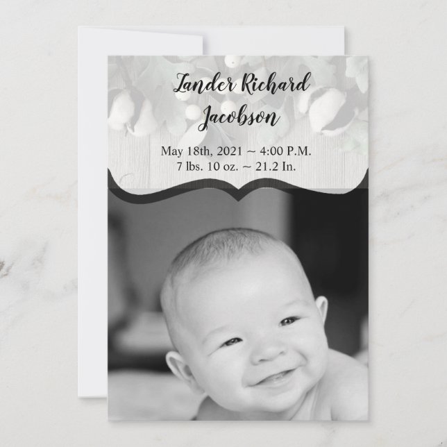 12x18 Foto Birth Announcement Army-Baumwolle Pflan Ankündigung (Vorderseite)