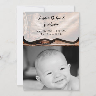 12x18 Foto Birth Announcement Army Cowboy Boots Ba Ankündigung