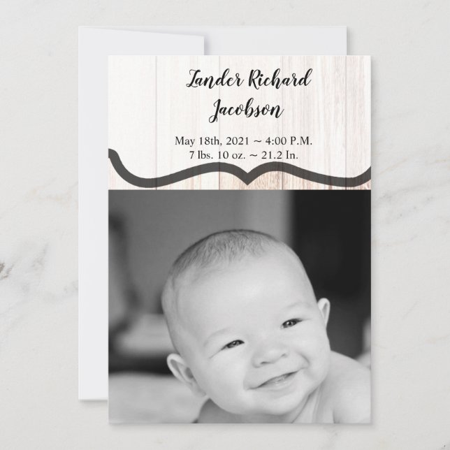 12x18 Foto Birth Announcement Army Stiefel Land ru Ankündigung (Vorderseite)