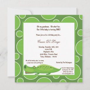 12x18 Gator Pok-a-Dot Geburtstagsparty Einladung
