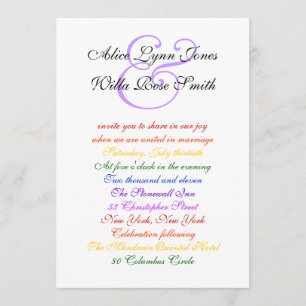 12x18 Gay Wedding Rainbow LGBT Pride Basic Einladung