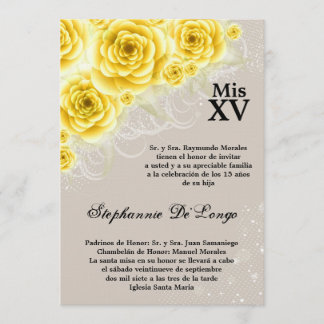 12x18 gelbe Rosen Quinceanera Einladung