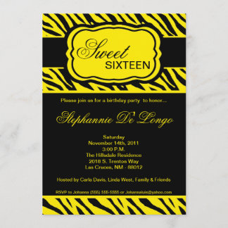12x18 gelbe Zebra-Druck-Geburtstags-Party Einladung