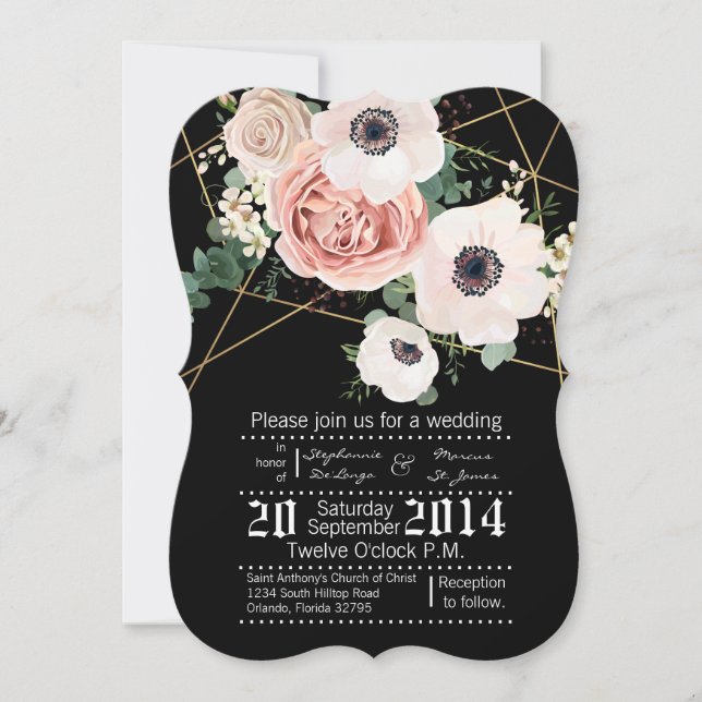 12x18 Geometric Garden Rose Hochzeit Einladung Sch (Vorderseite)