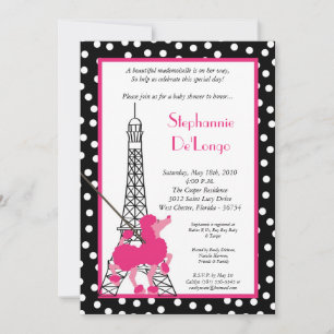12x18 Girl Pink Poodle Paris Babydusche Einladung