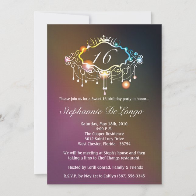 12x18 Girly Crown Sweet 16 Geburtstag Einladung (Vorderseite)