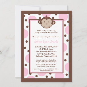 12x18 Girly Modern Mod Monkey Baby Shower Einladun Einladung