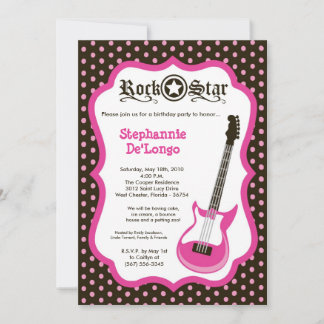 12x18 Girly Pink Rock Gitarre Geburtstag Par Einla Einladung