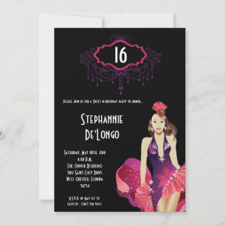 12x18 Glamour Girl Sweet 16 Geburtstag Einladung