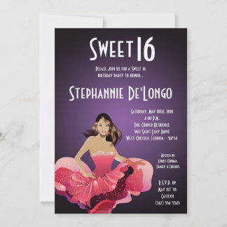 12x18 Glamour Girl Sweet 16 Geburtstag Einladung
