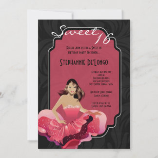 12x18 Glamour Girl Sweet 16 Geburtstag Einladung