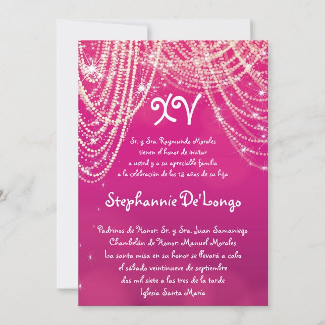 12x18 Glitz Glimmer Quinceanera Einladung zum Gebu (Vorderseite)