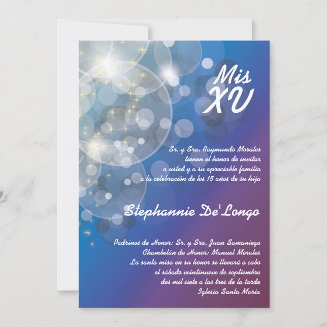 12x18 Glitz Glimmer Quinceanera Einladung zum Gebu (Vorderseite)