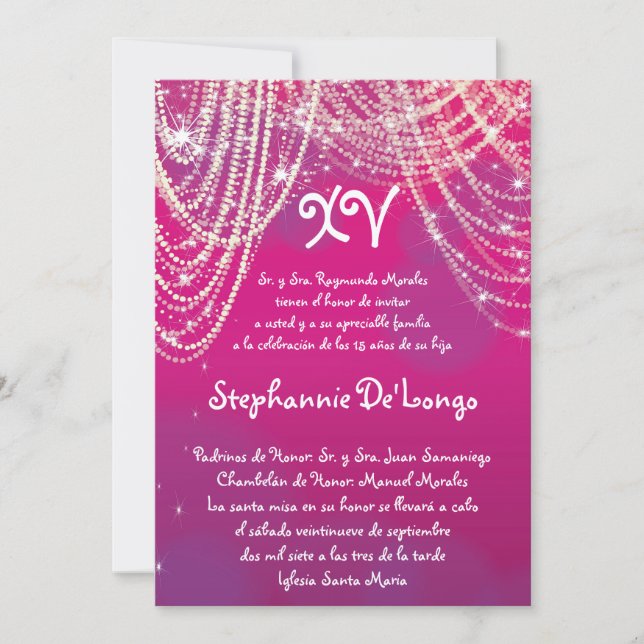 12x18 Glitz Glimmer Quinceanera Einladung zum Gebu (Vorderseite)