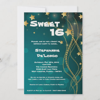 12x18 Glitz Glitzer Sweet 16 Birthday Einladung