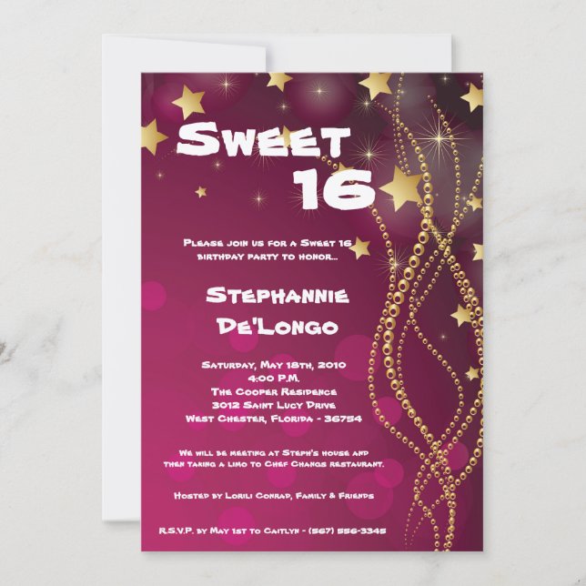 12x18 Glitz Glitzer Sweet 16 Birthday Einladung (Vorderseite)