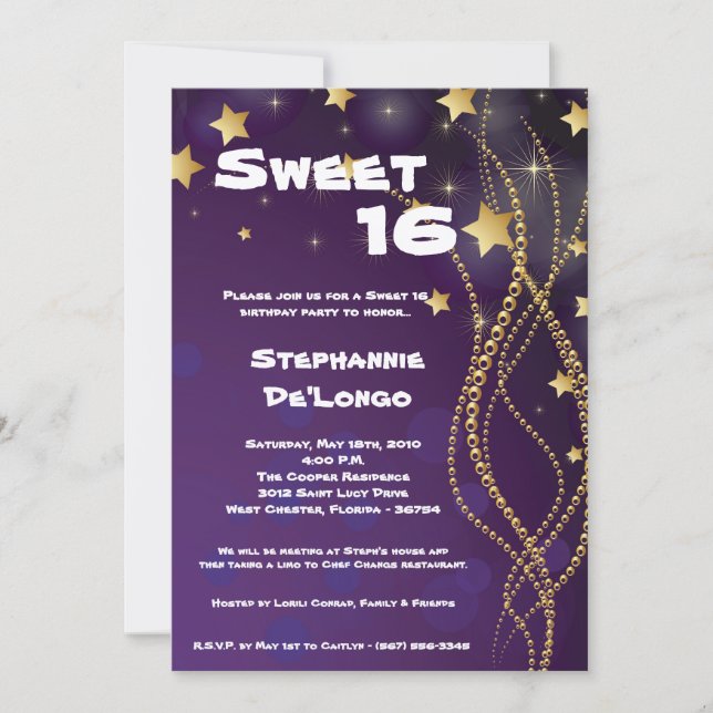 12x18 Glitz Glitzer Sweet 16 Birthday Einladung (Vorderseite)