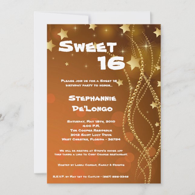 12x18 Glitz Glitzer Sweet 16 Birthday Einladung (Vorderseite)