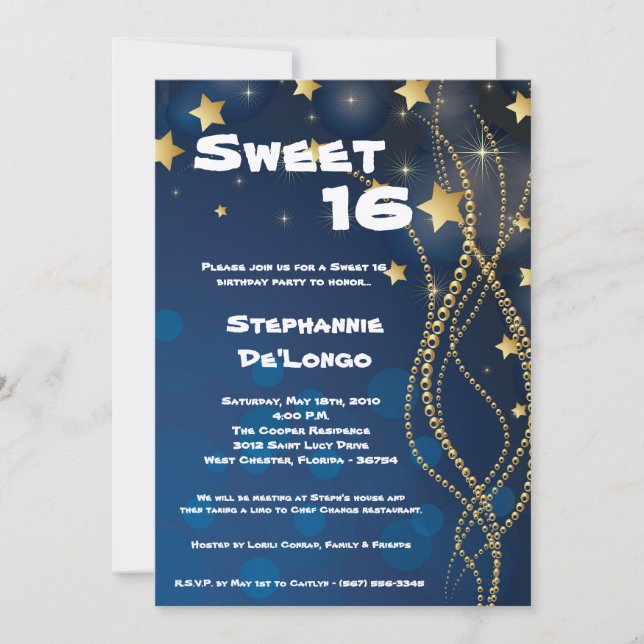 12x18 Glitz Glitzer Sweet 16 Birthday Einladung (Vorderseite)